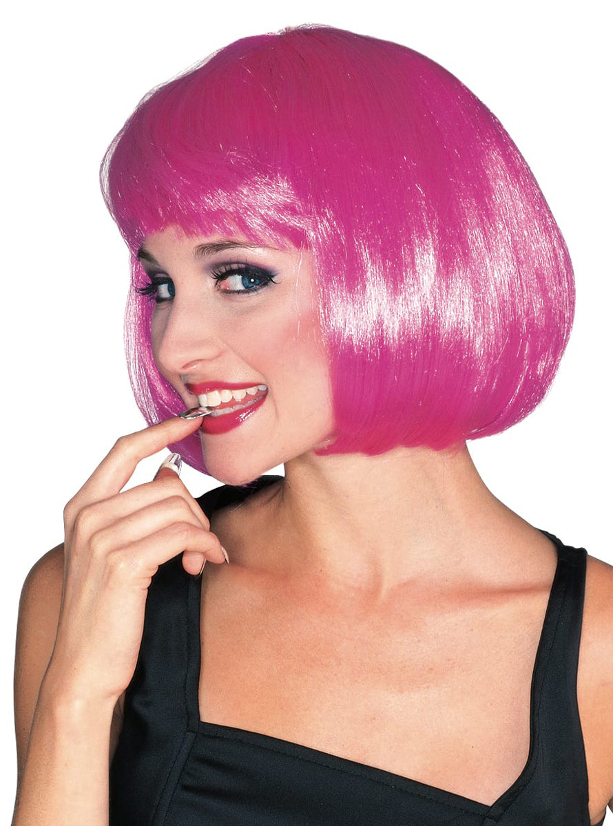 Short Pink Womens Supermodel Bob Wig With Fringe - Main Image