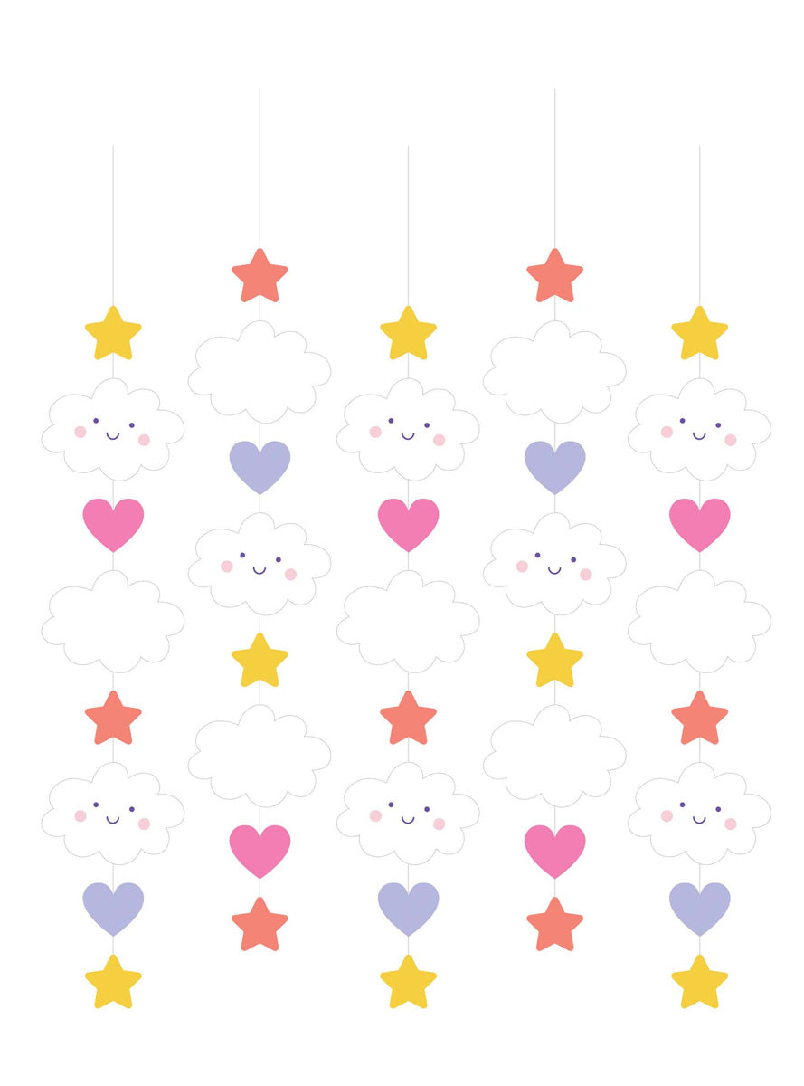 Sweet Dreams 5 Pack 121cm Hanging Cut Out Party Decorations - Main Image