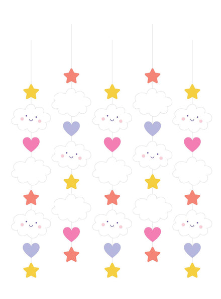Sweet Dreams 5 Pack 121cm Hanging Cut Out Party Decorations - Main Image