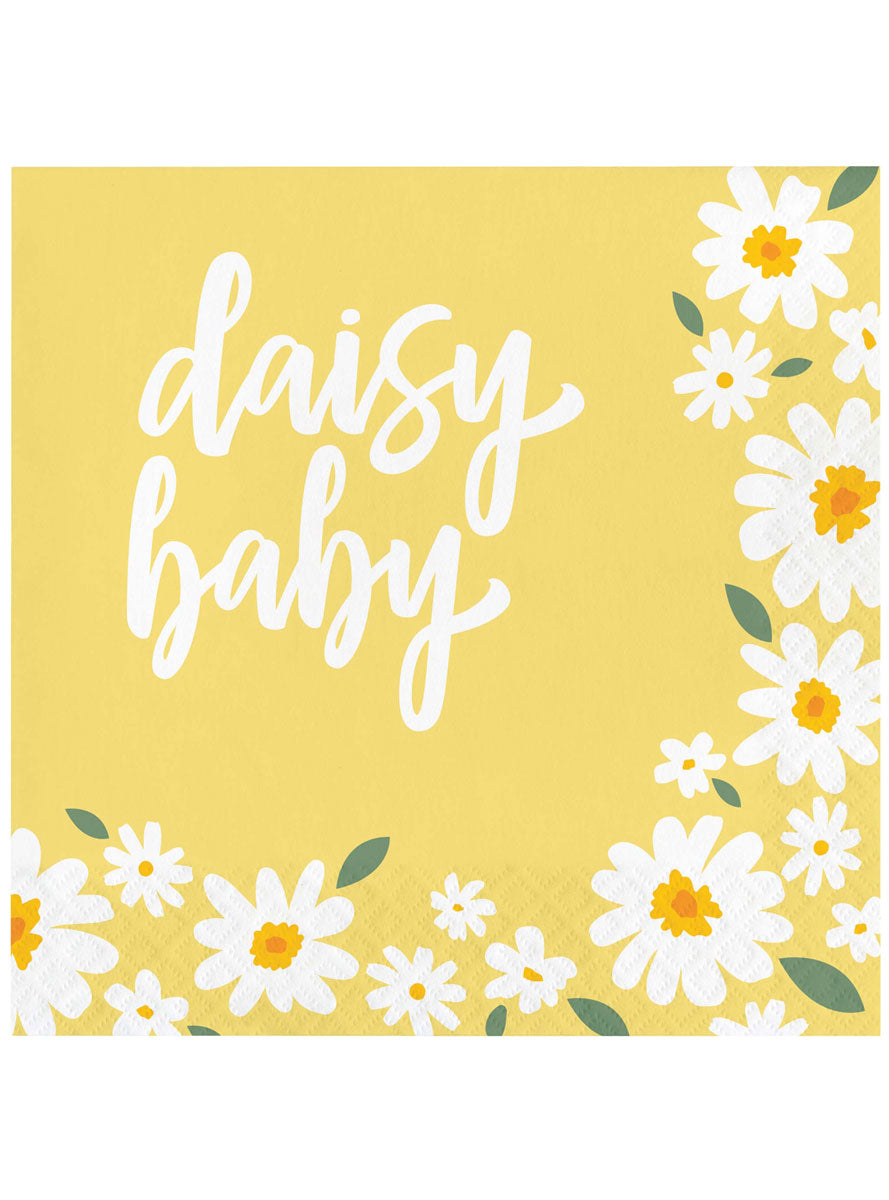 Sweet Daisy 16 Pack Yellow Baby Shower Lunch Napkins – Main Image