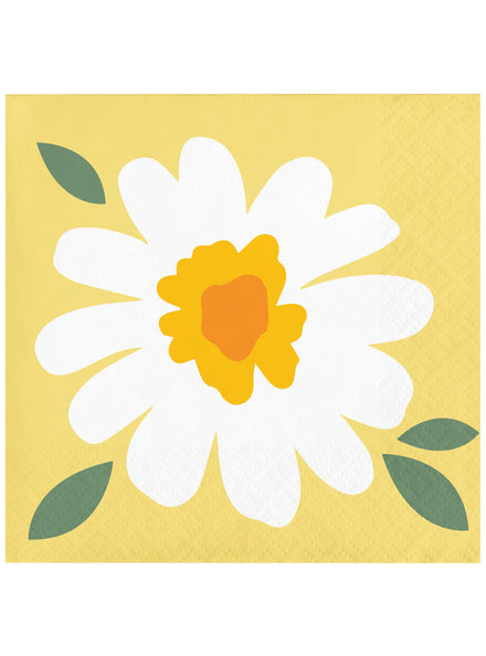 Sweet Daisy 16 Pack Yellow Beverage Napkins – Main Image