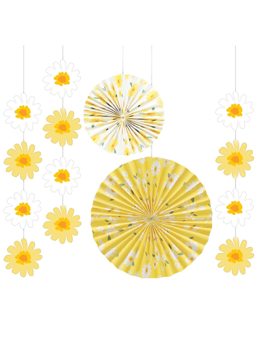 Sweet Daisy 5 Pack Yellow Hanging Decorations – Main Image