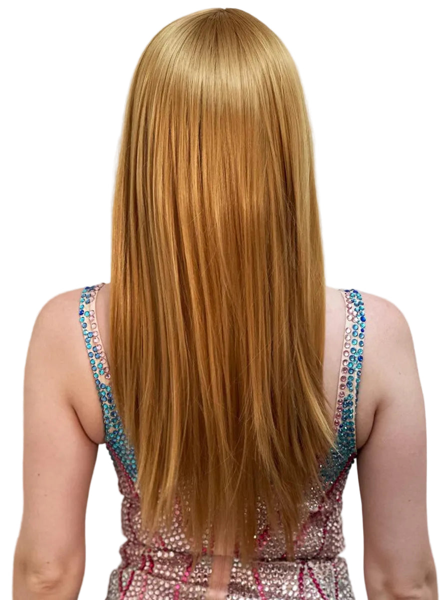Swift Singer Womens Long Blonde Costume Wig With Fringe - Back Image