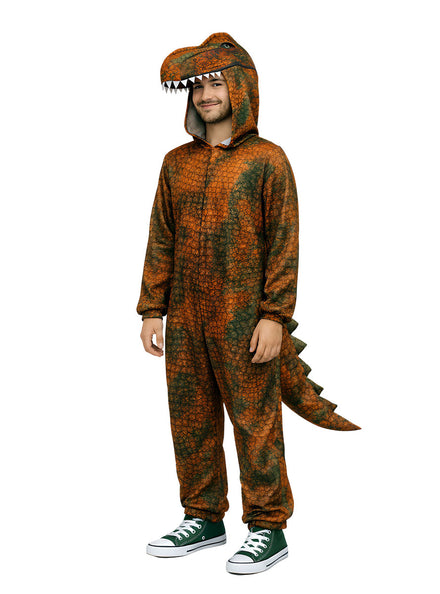 Adults Brown T Rex Dinosaur Costume Onesie