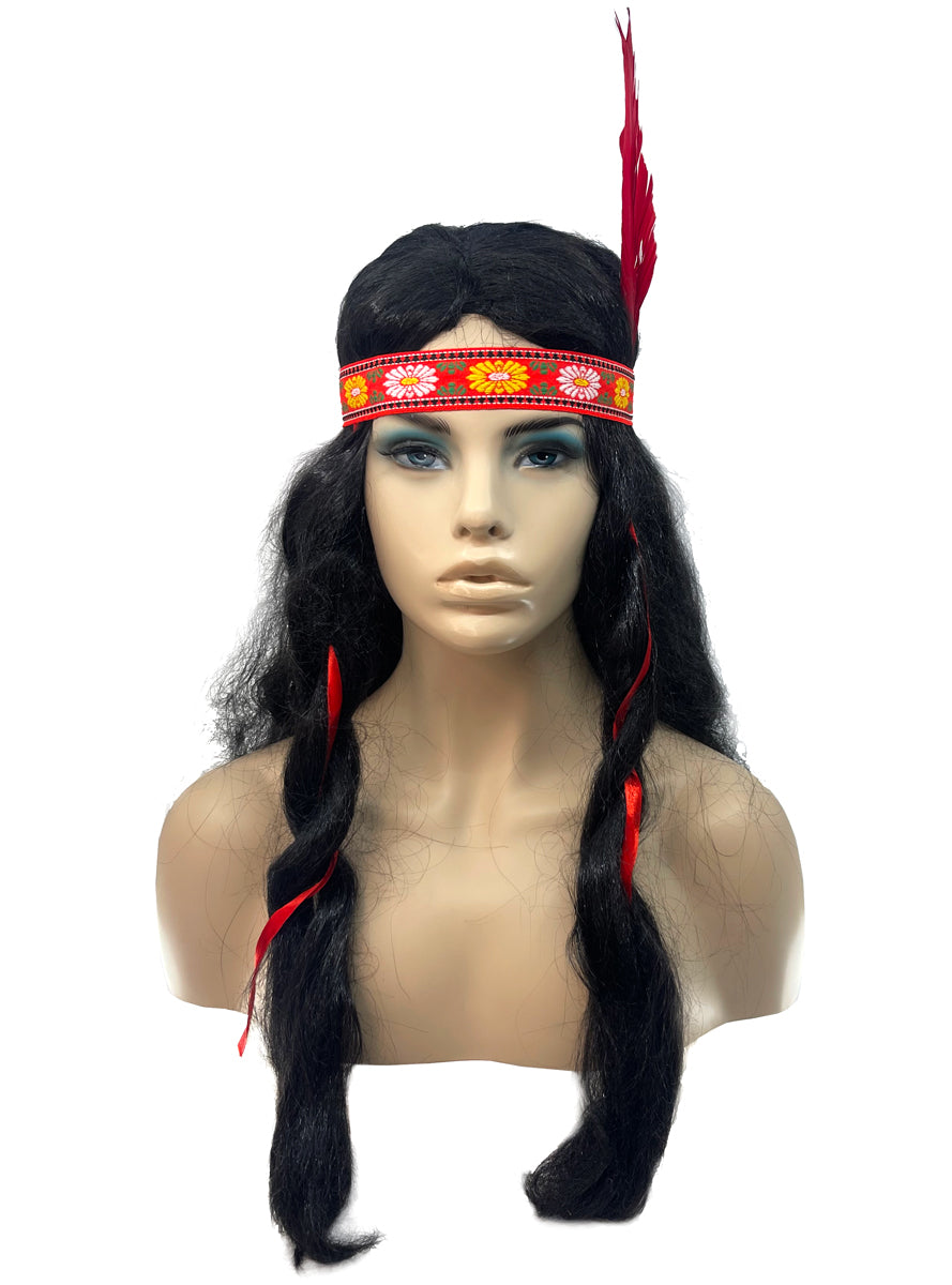 Nativa American Indian Black Costume Wig