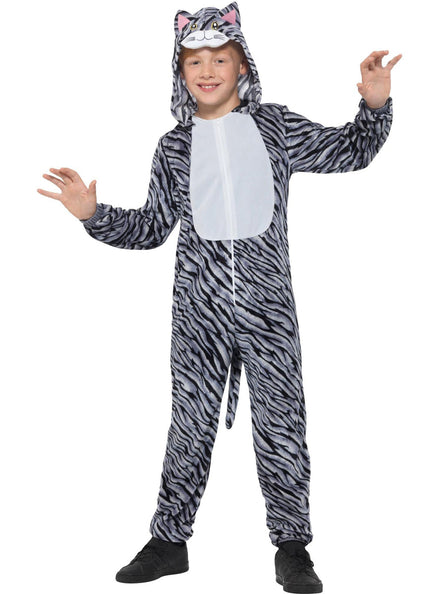 Boys Striped Tabby Cat Onesie Animal Costume