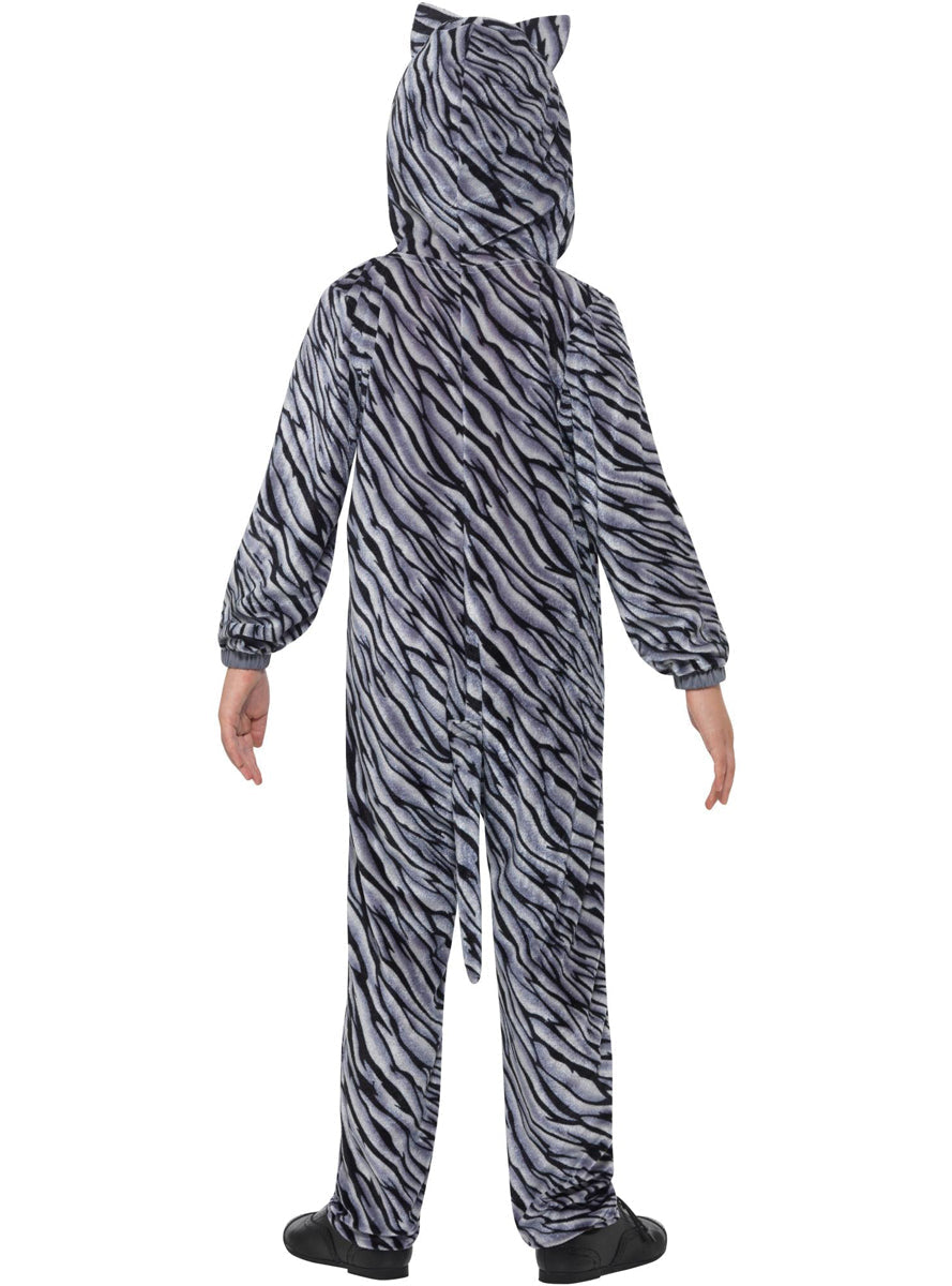 Girls Striped Tabby Cat Onesie Animal Costume - Back Image