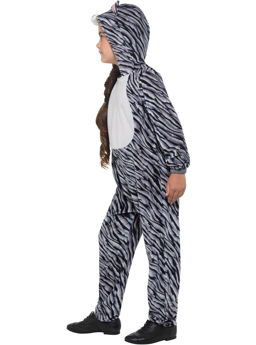 Girls Striped Tabby Cat Onesie Animal Costume - Side Image