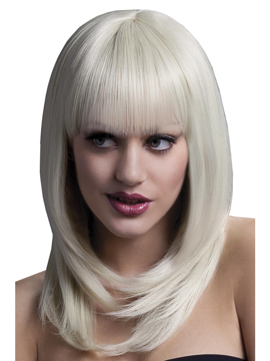 Shoulder Length Womens Blonde Layered Deluxe Fashion Wig With Fringe - Main Image