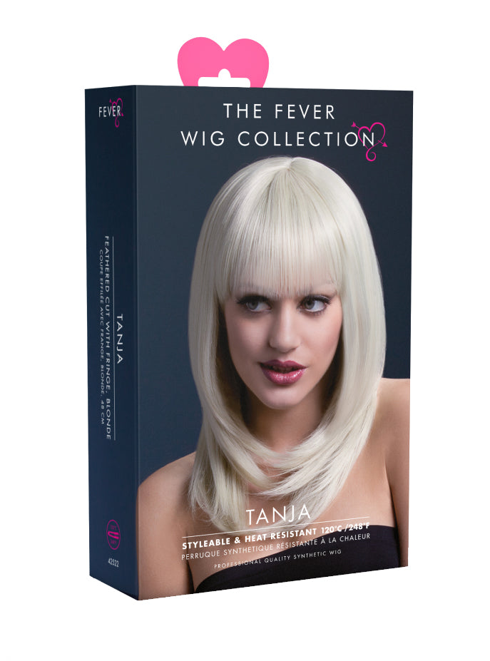 Shoulder Length Womens Blonde Layered Deluxe Fashion Wig With Fringe - Packaging Image