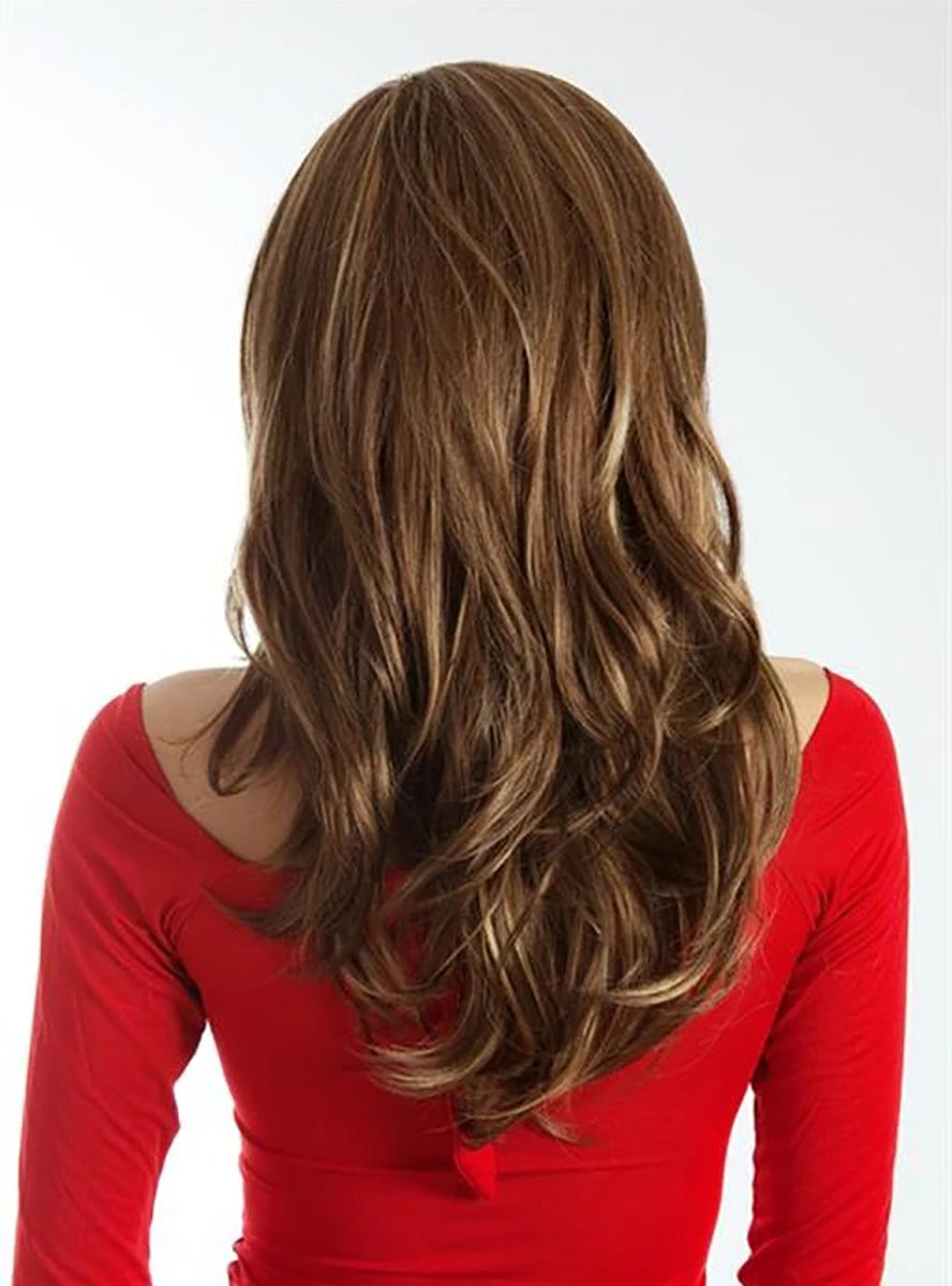 Tasha Light Brown Layered Wig with Centre Part