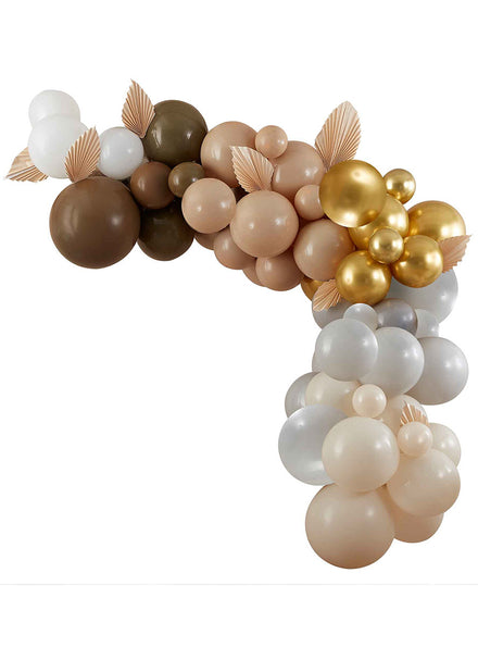 Balloon Arch Kit in Brown and Nude with Fans - Main Image