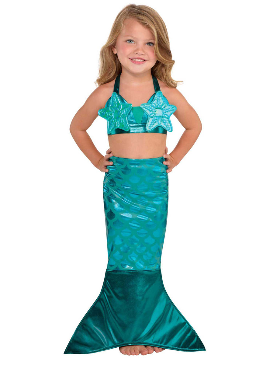 Girls Teal Mermaid Under The Sea Costume  - Main Image