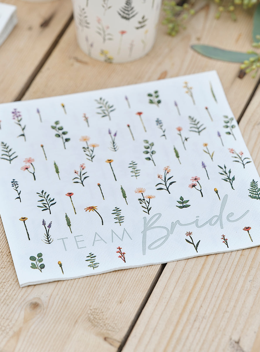 flower paper napkins wedding shower team bride - lifestyle image