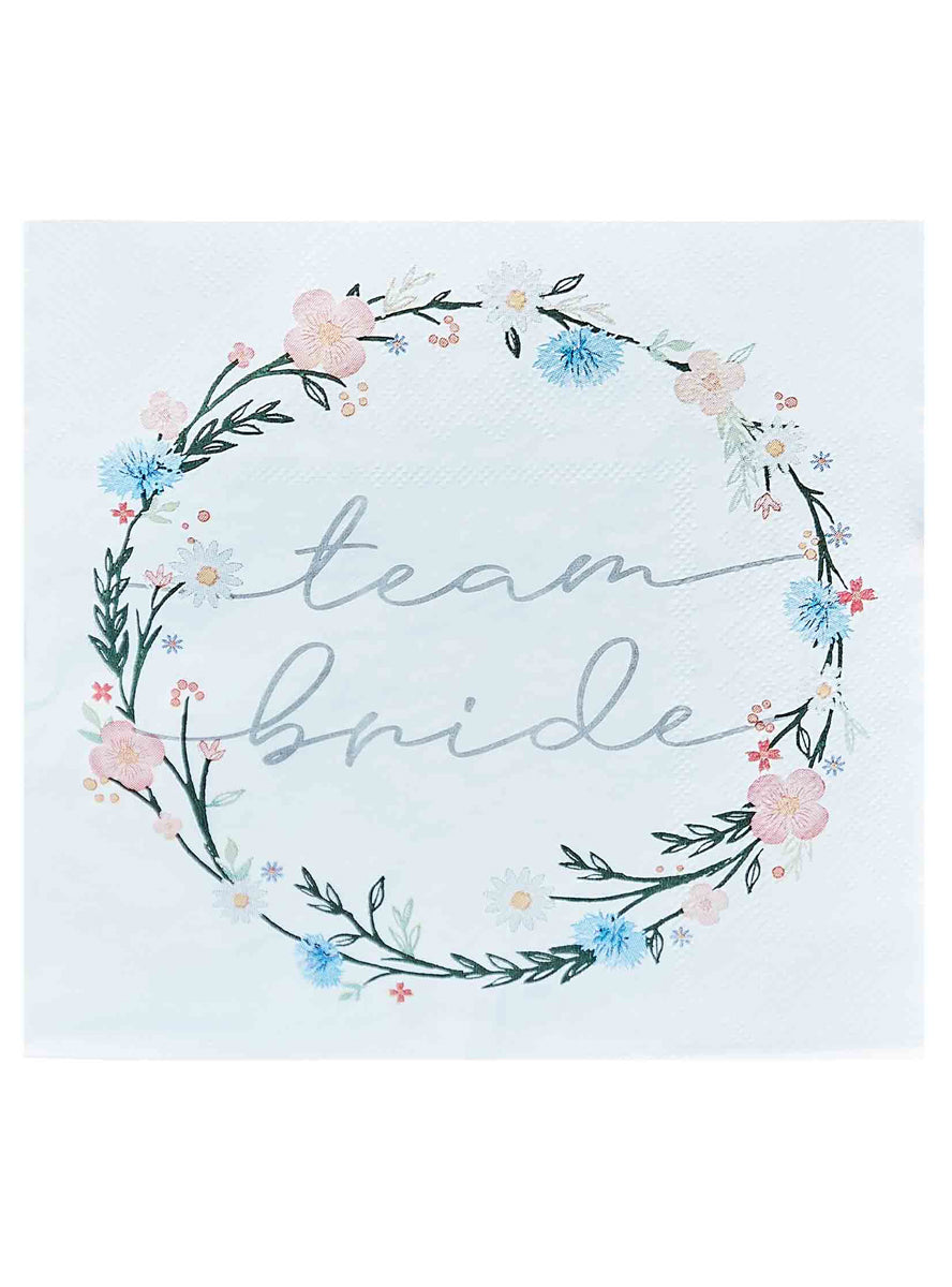 flower print paper napkins team bride wedding shower - main image