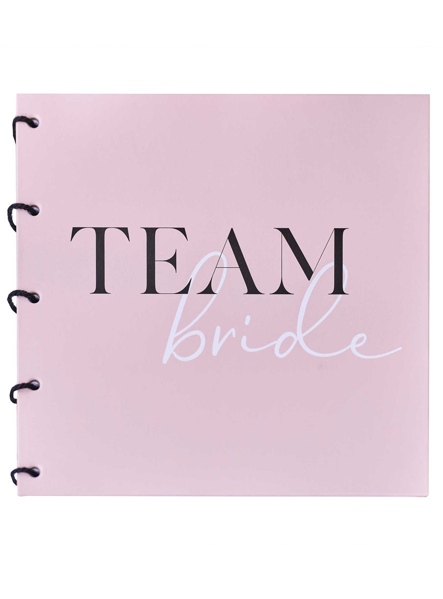 pink team bride wedding shower guest book - main image