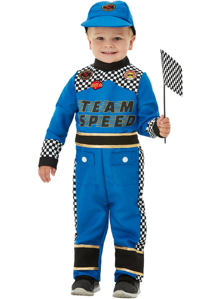 Toddler Blue Race Car Driver Costume - Main Image