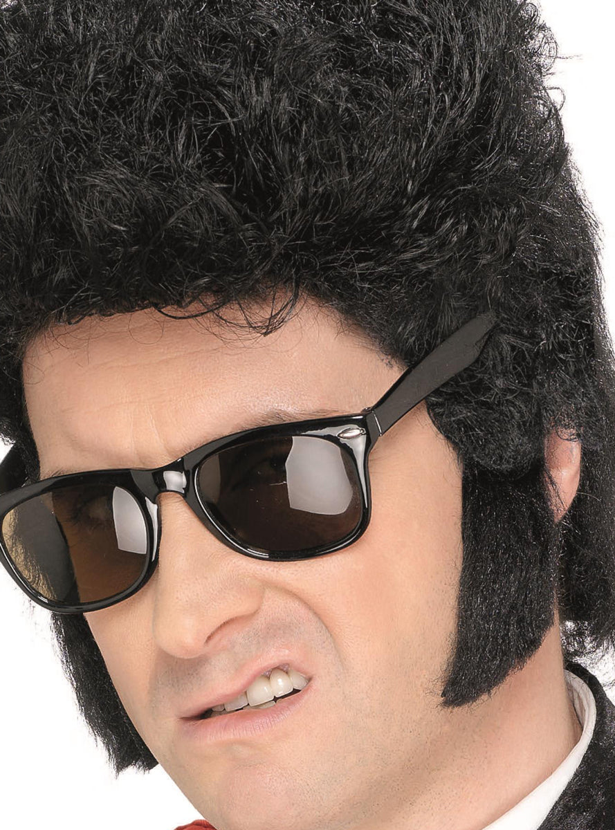 1950s Mens Black Stick On Costume Side Burns - Main Image