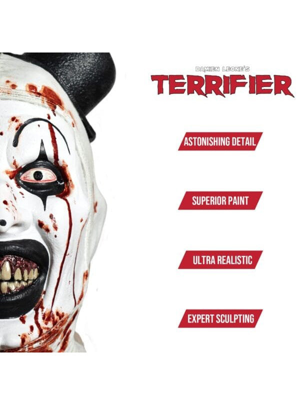 Terrifier 3 Premium Bloody Art The Clown Full Face Latex Mask - Details Image
