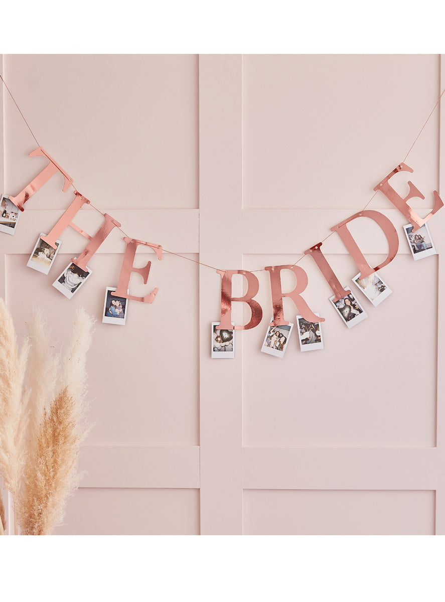 wedding shower rose gold the bride hanging banner - lifestyle image