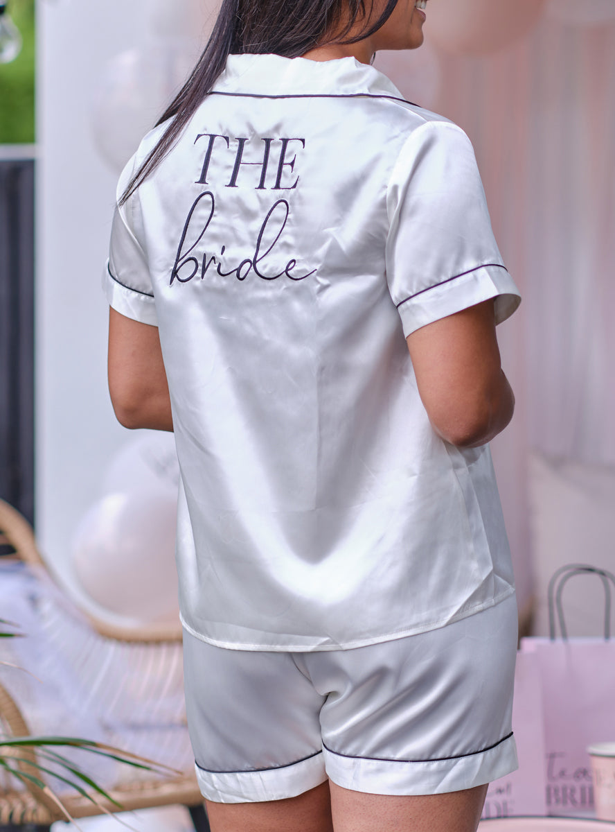 white satin wedding the bride pjs - main image