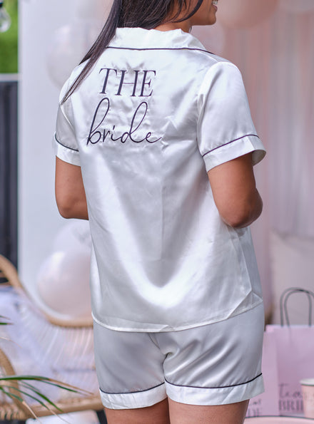 white satin wedding the bride pjs - main image