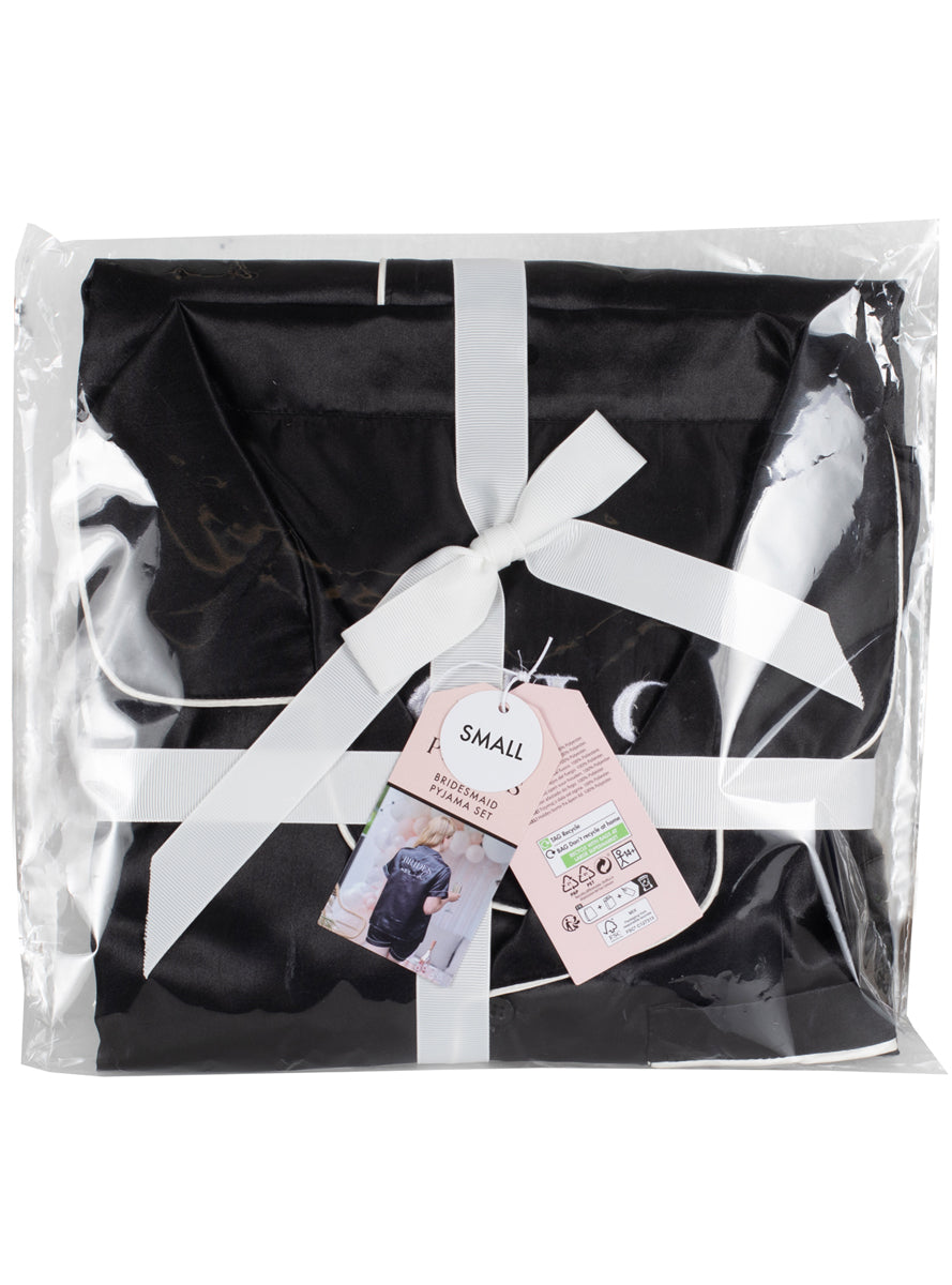 Black Satin Bridesmaid Pyjama Set - Alternate Image 2