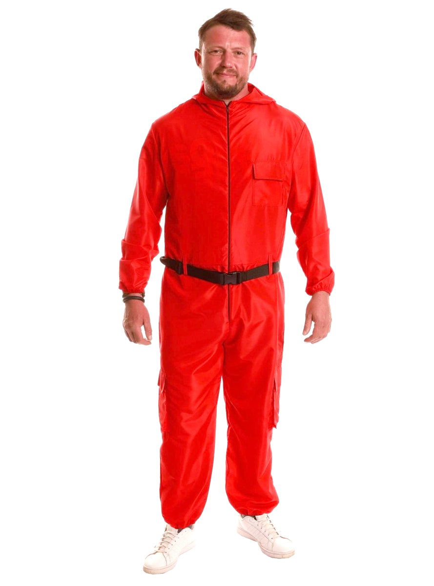 Hooded Mens Red The Game Guard Costume - Main Image