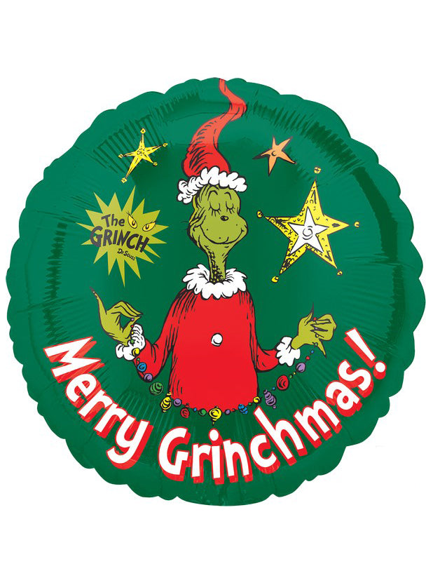 The Grinch Green Christmas Self Sealing Foil Balloon 45cm Back Image