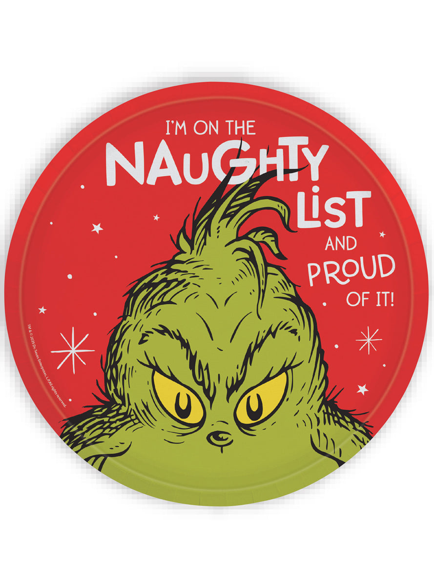 The Grinch Christmas Paper Plates 8 Pack 23cm