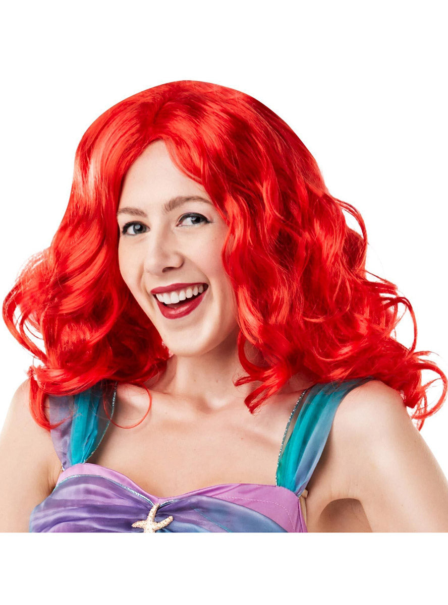 Womens Ariel The Little Mermaid Red Curly Costume Wig -  Main Image