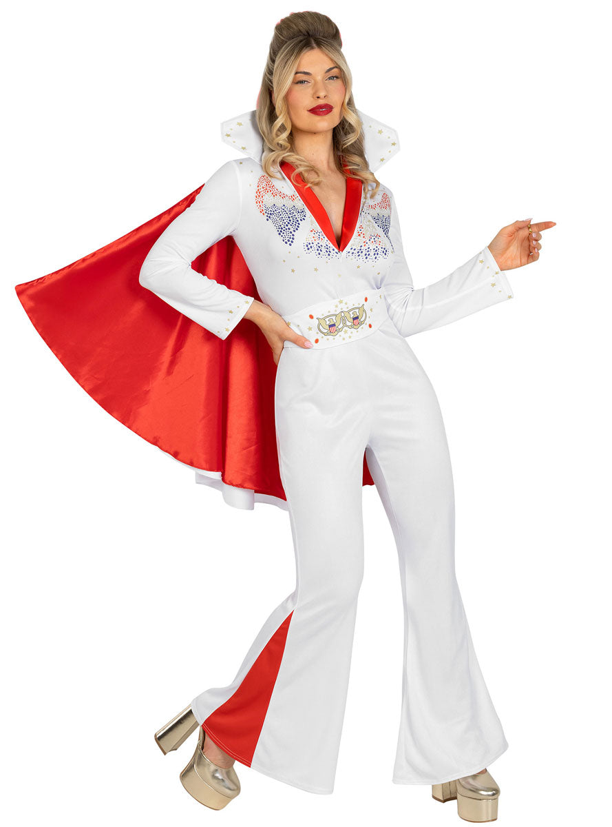 Womens Sexy Elvis Presley The King Costume Jumpsuit