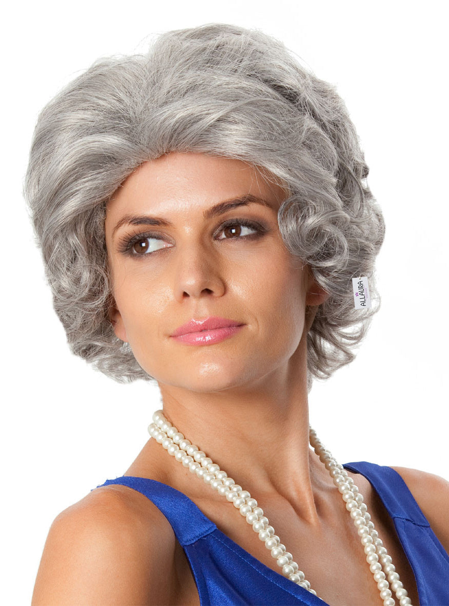 The Queen Womens Grey Old Lady Costume Wig - Side Image