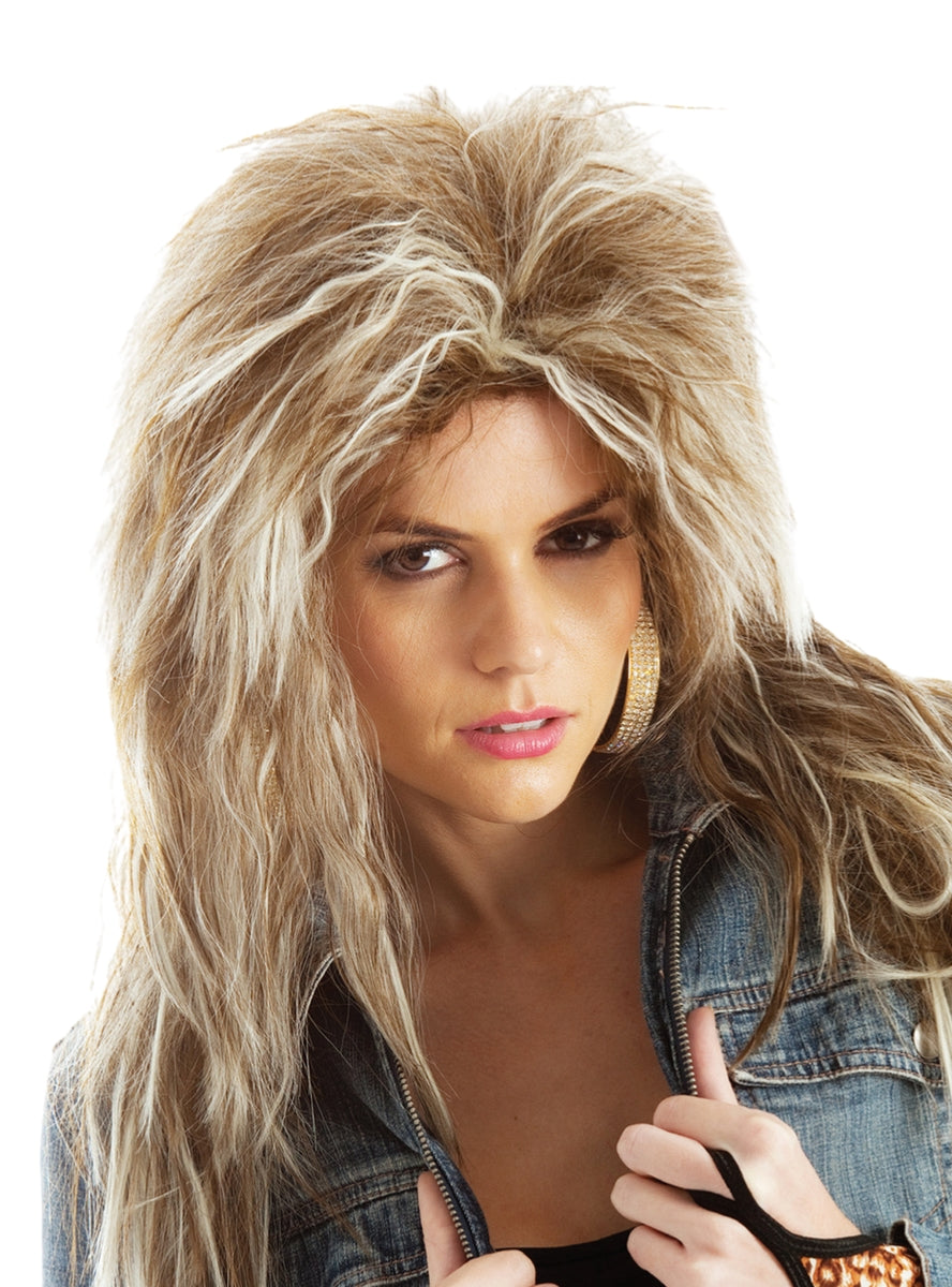 Tina Womens 80s Blonde And Brown Rock Diva Costume Wig - Main Image