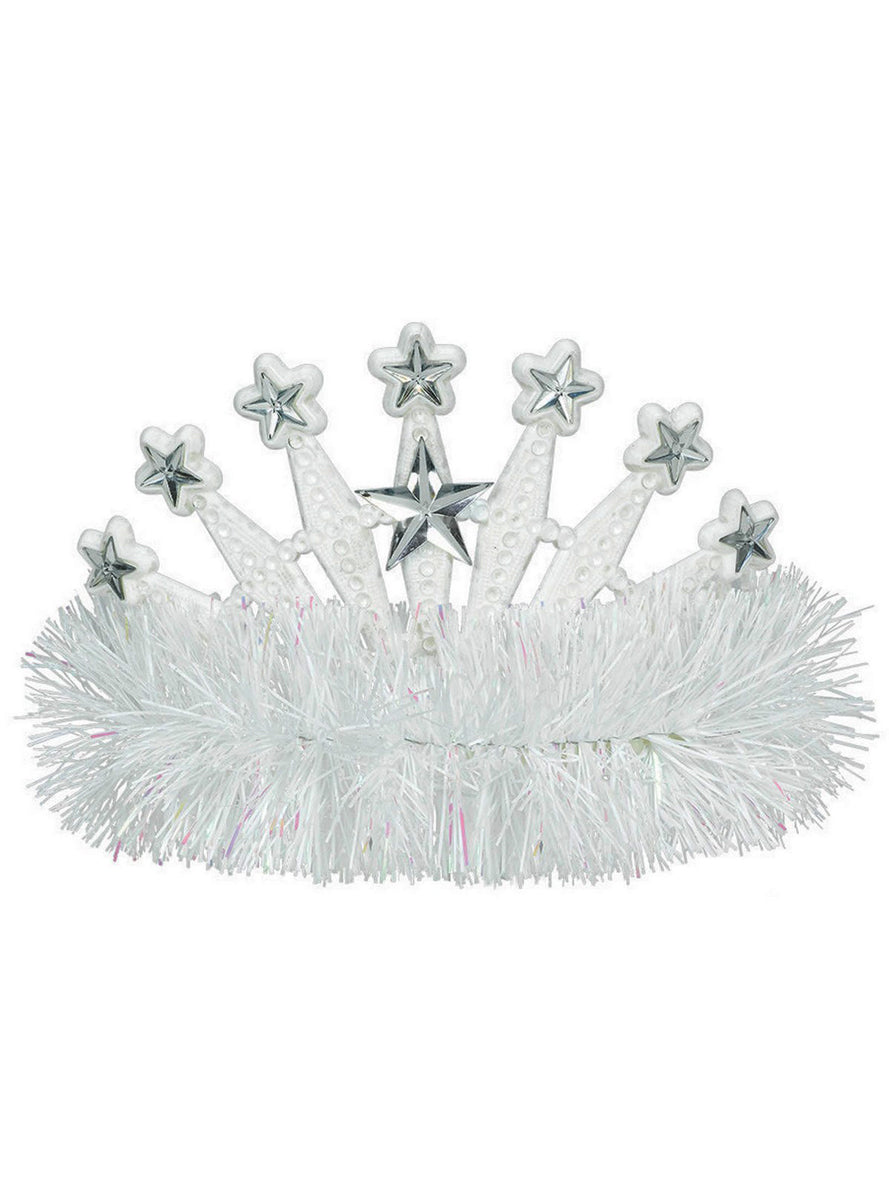 White Tiara with White Tinsel