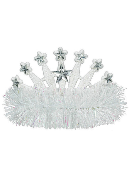 White Tiara with White Tinsel
