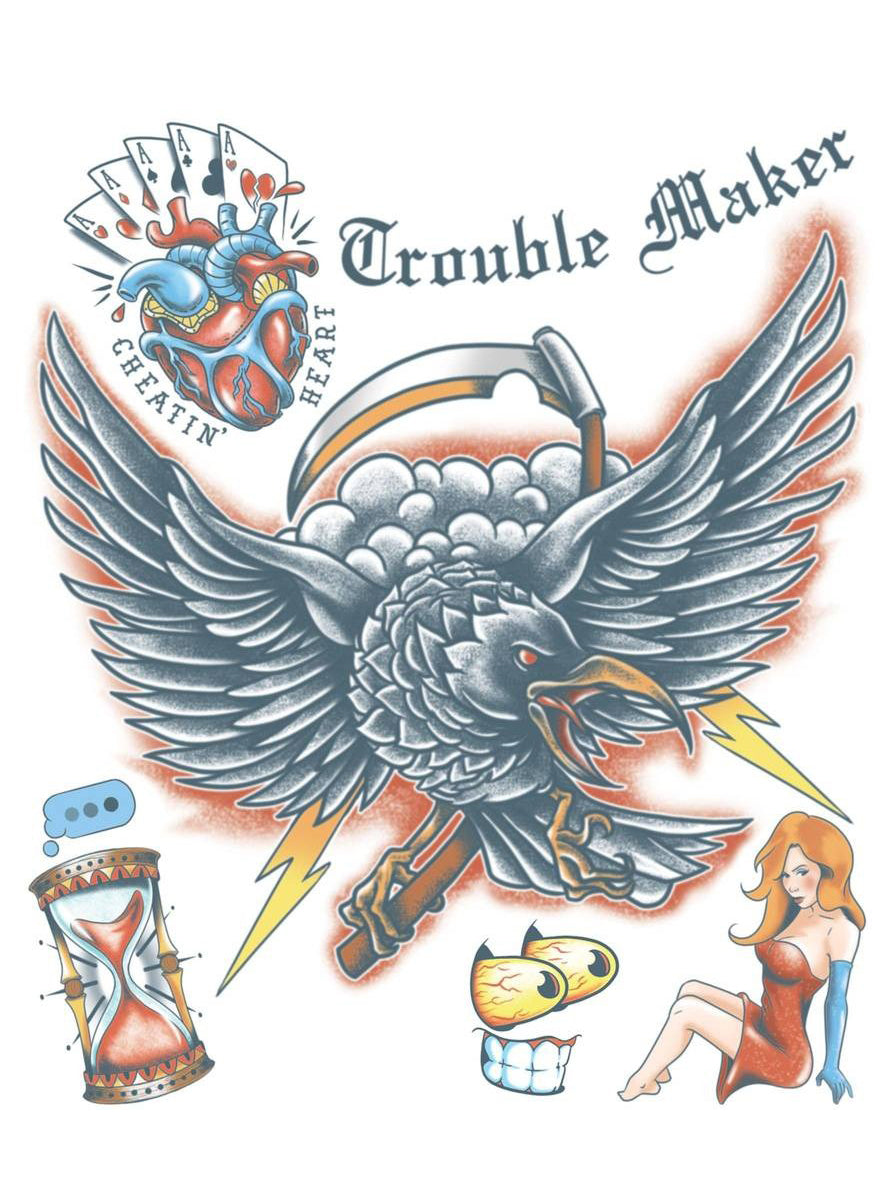 Tinsely Trouble Maker 3 Piece XL Realistic Temporary Tattoos Alternative Image 1