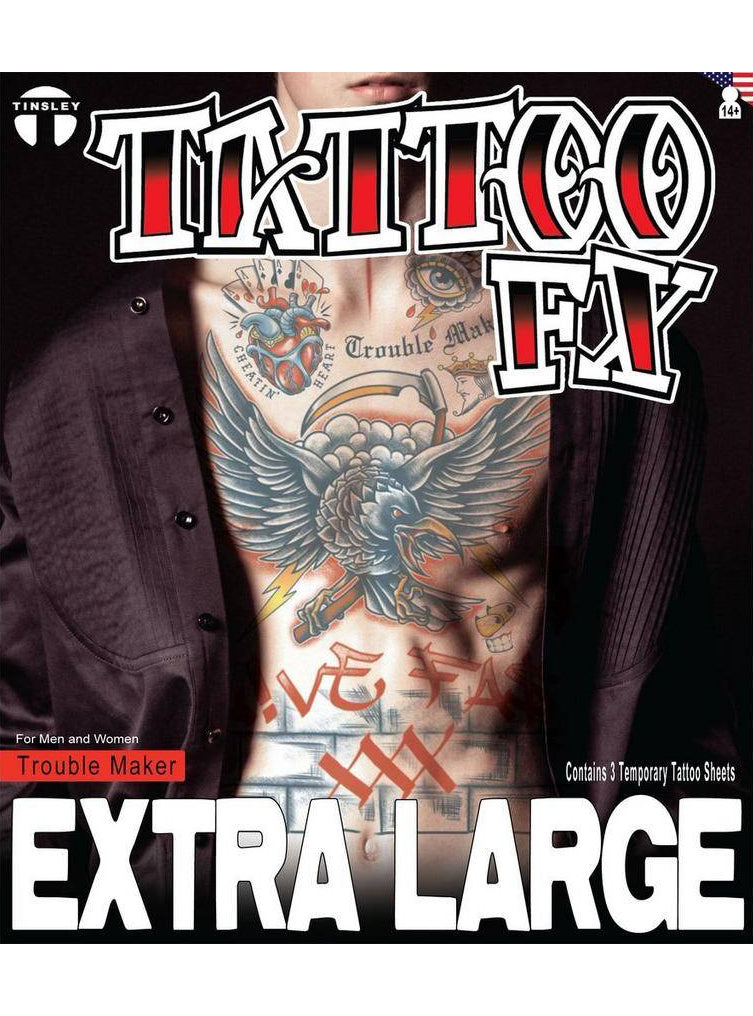 Tinsely Trouble Maker 3 Piece XL Realistic Temporary Tattoos Main Image