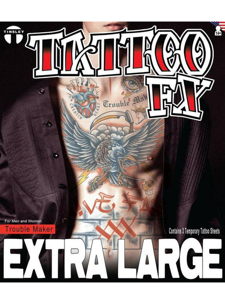 Tinsely Trouble Maker 3 Piece XL Realistic Temporary Tattoos Main Image
