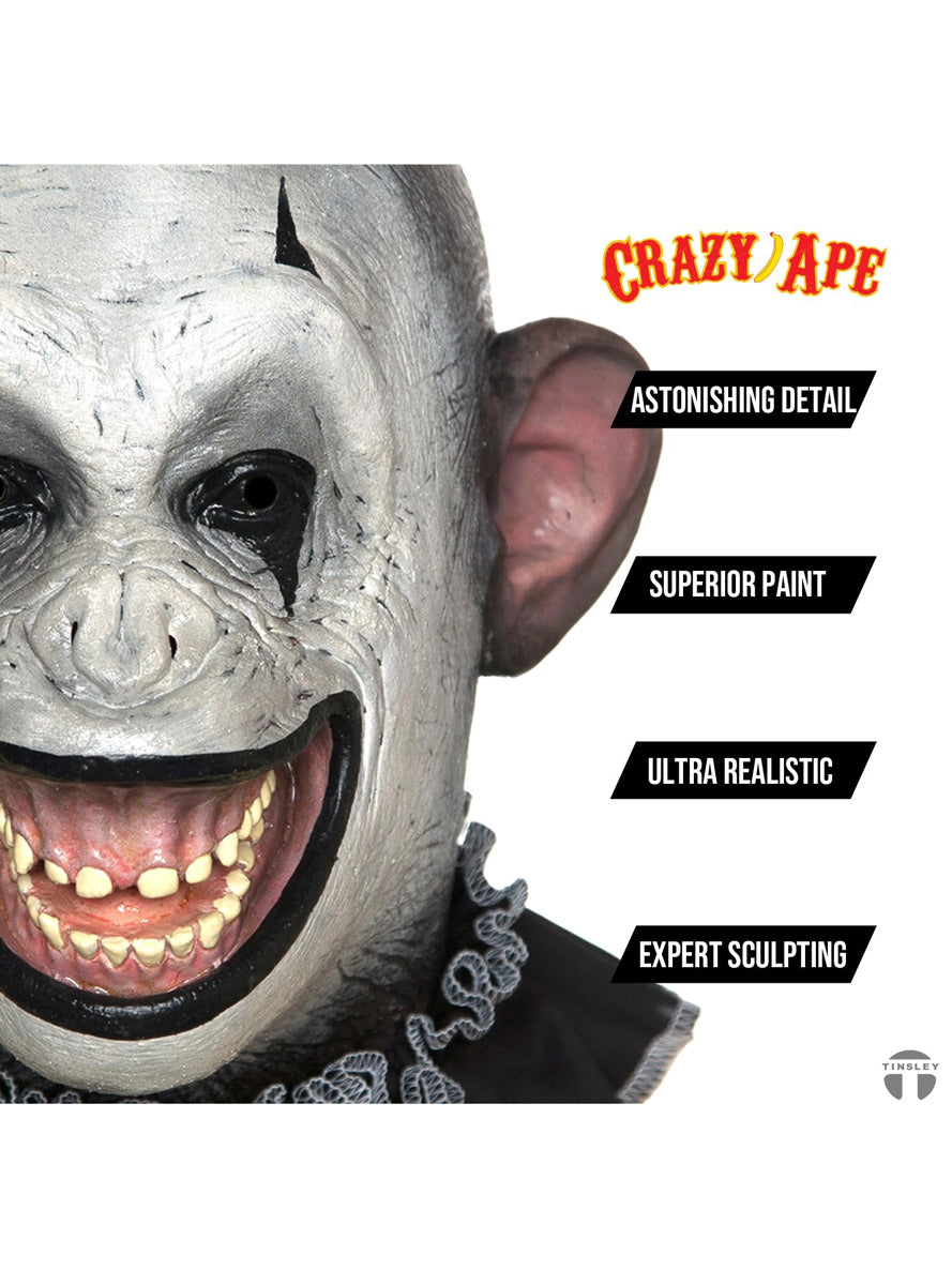 Tinsley Crazy Mime Ape Premium Full Head Latex Mask - Details Image