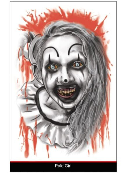 Tinsley Transfers Terrifier Movie Pale Girl Deluxe Temporary Tattoo - Alternative Image 1