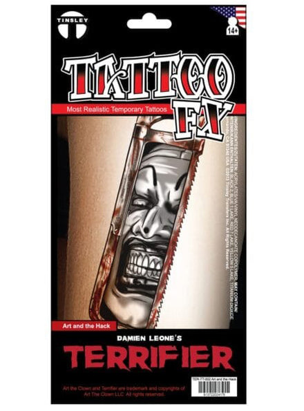 Tinsley Transfers Art The Clown Hacksaw Terrifier Deluxe Temporary Tattoo - Main Image