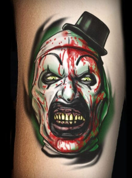 Tinsley Transfers Art The Clown Portrait Terrifier Deluxe Temporary Tattoo - Alternative Image 2