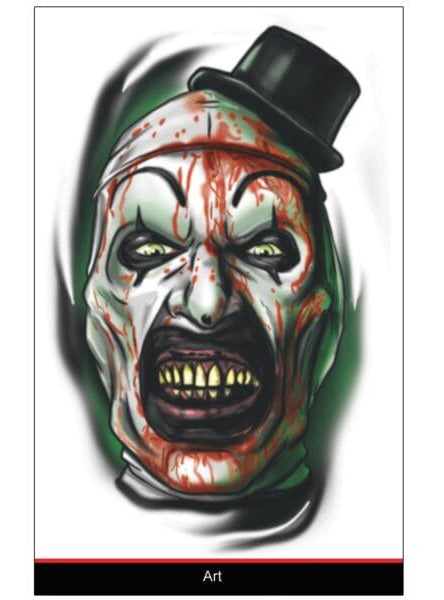 Tinsley Transfers Art The Clown Portrait Terrifier Deluxe Temporary Tattoo - Alternative Image