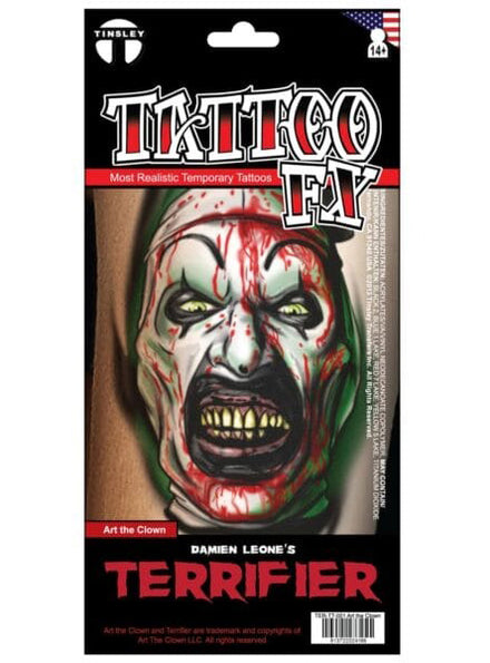 Tinsley Transfers Art The Clown Portrait Terrifier Deluxe Temporary Tattoo - Main Image