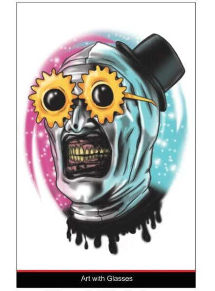 Tinsley Transfers Art The Clown Sunflower Glasses Terrifier Deluxe Temporary Tattoo - Alternative Image 1