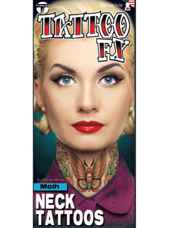 Tinsley Transfers Moth Premium Temporary Neck Tattoo - Main Image