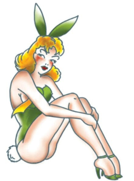 Tinsley Transfers Pin Up Bunny Girl Realistic Temporary Tattoo - Alternative Image