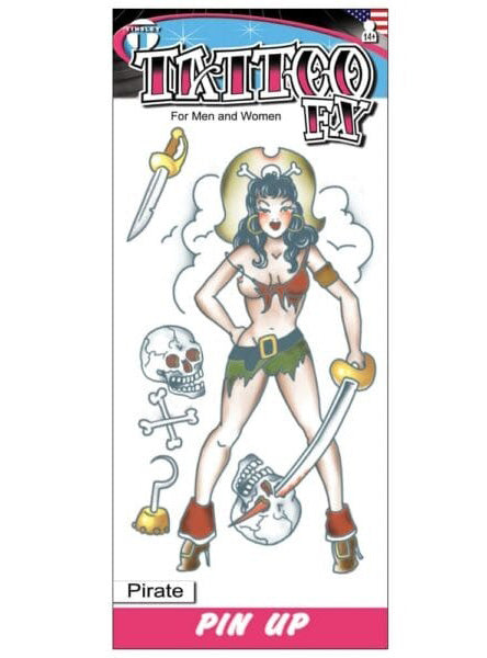 Tinsley Transfers Pin Up Pirate Girl Realistic Temporary Tattoo - Main Image