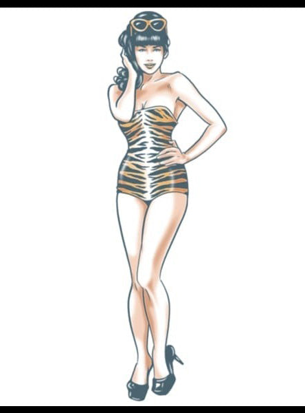 Tinsley Transfers Pin Up Tiger Girl Realistic Temporary Tattoo - Alternative Image